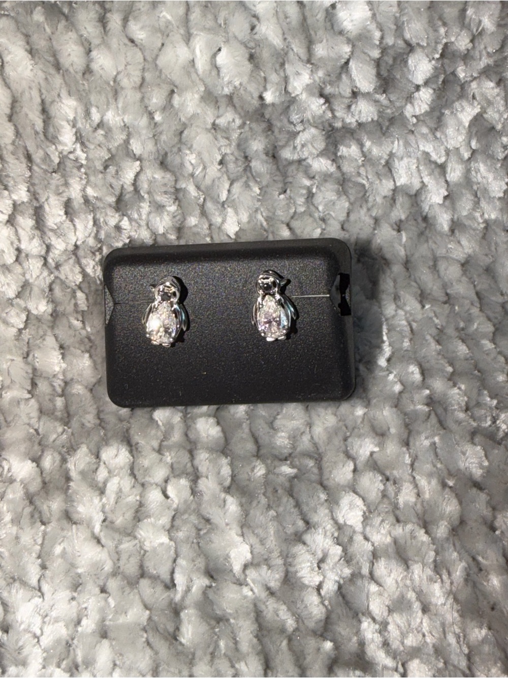 925 Sterling Silver Moissanite Penguin push back Earrings